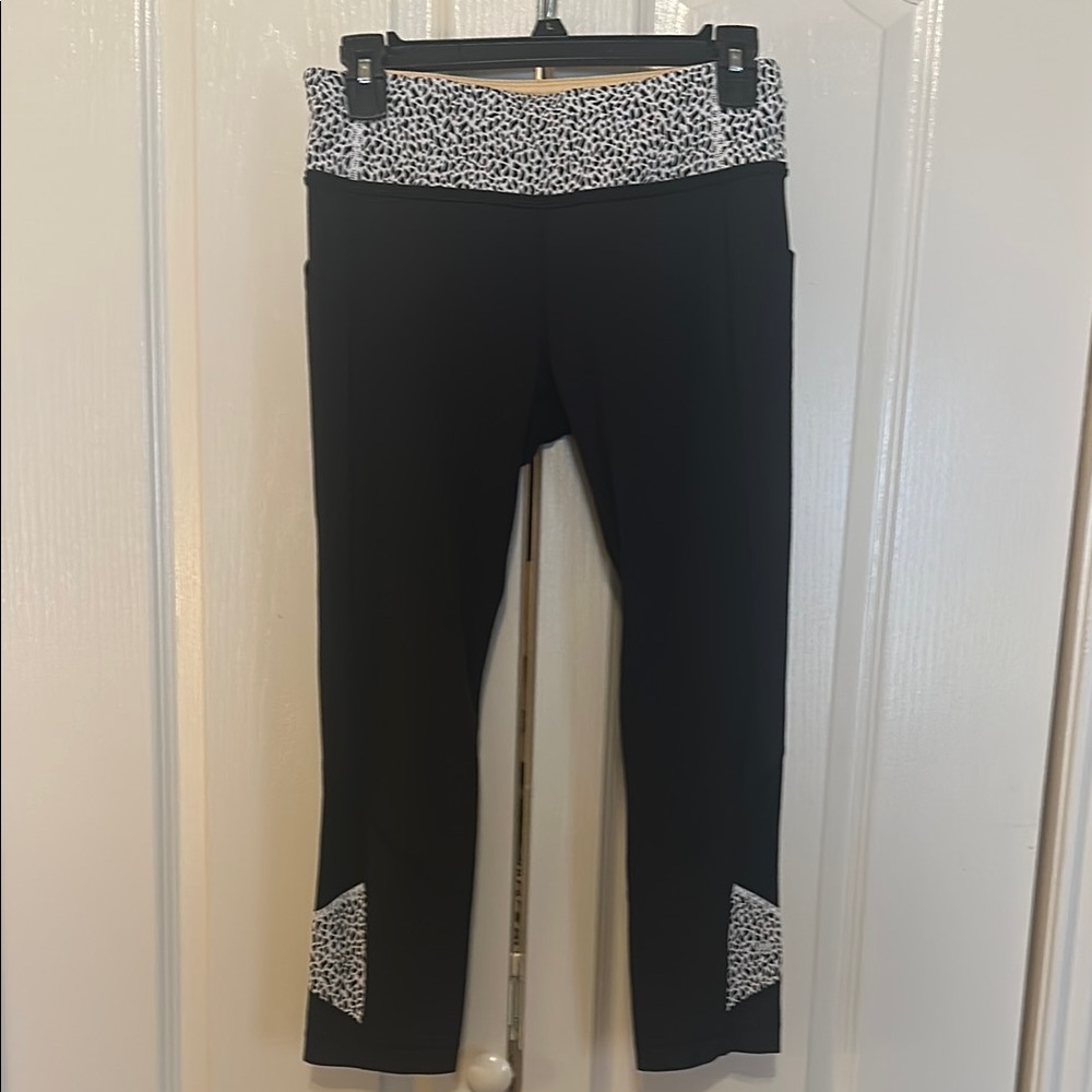 Lululemon Black Leggings with Leopard Print Accents